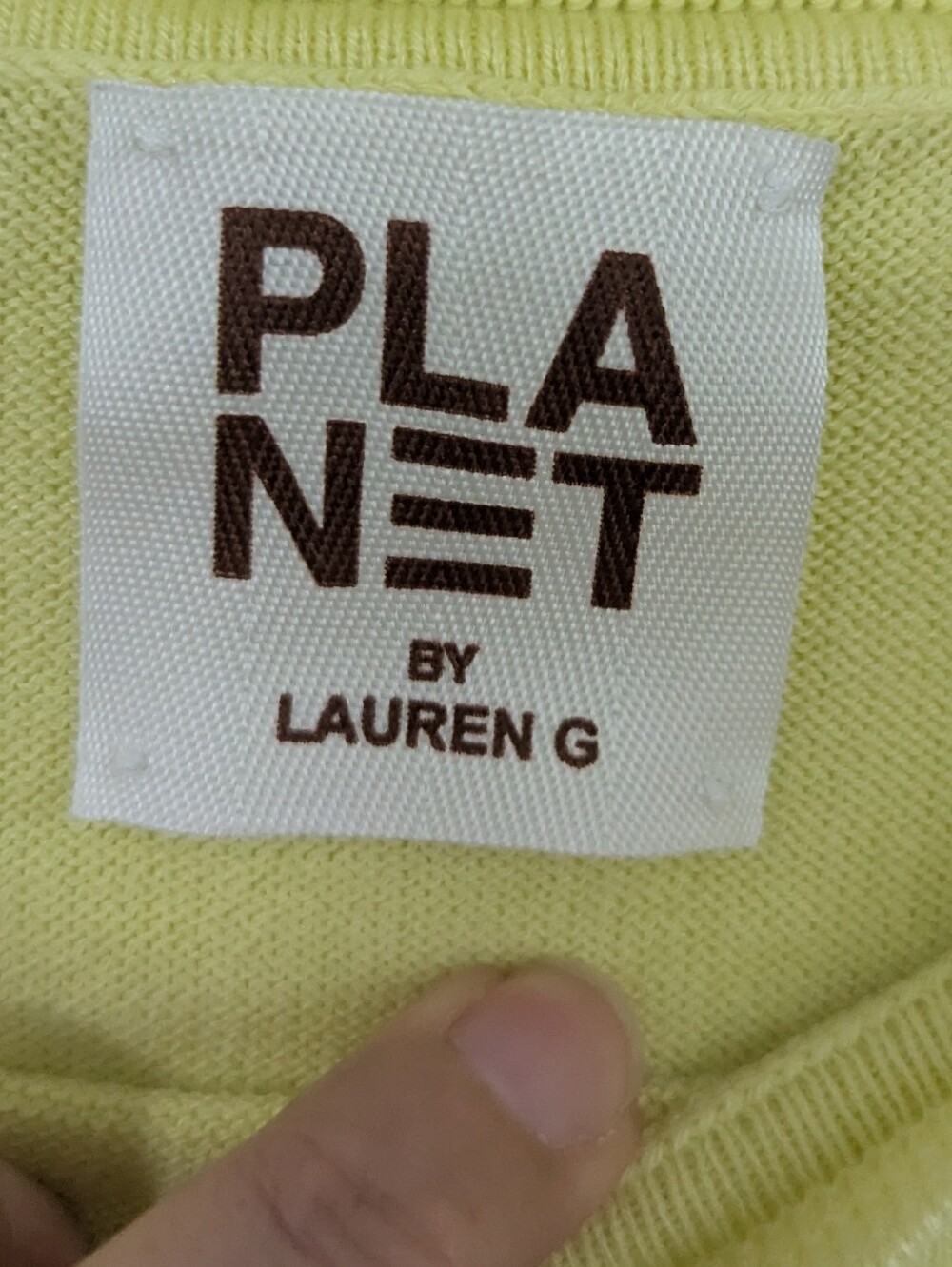 Planet By Lauren G Geometric Print Knit Sweater Pullover Gray Yellow One Size - Picture 5 of 9